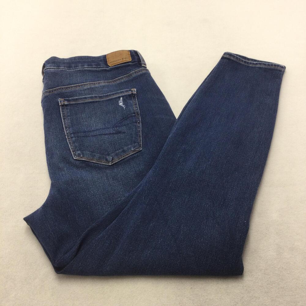 American Eagle Outfitters Curvy Hi-Rise Jegging Jeans Womens 14 Blue Distressed